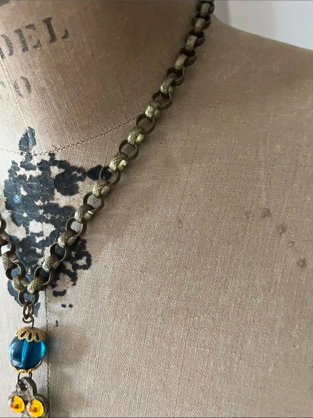 Renaissance Vintage-Style Multicolor Cross Pendant Necklace with crystals